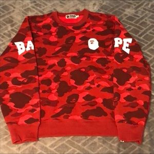 Bape red camo crew neck